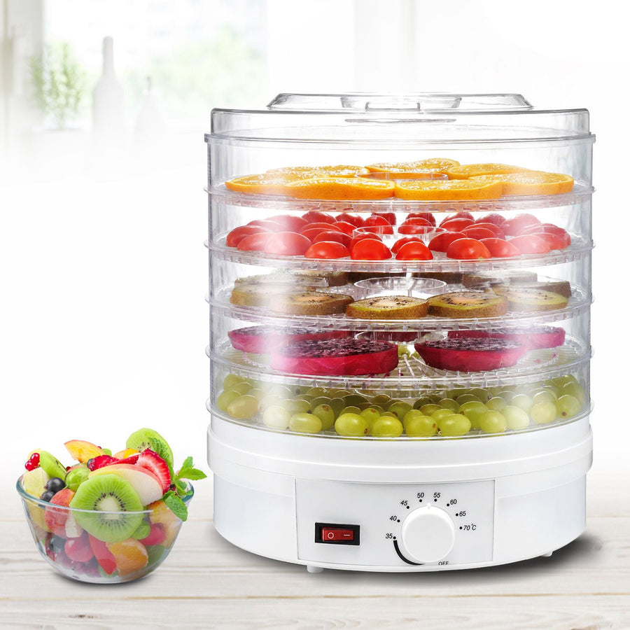 GreenBlue GB190 Food Dehydrator Fruit Vegetable 250W- 5 Trays - 35 to 70°C Temperature Control Adjustable